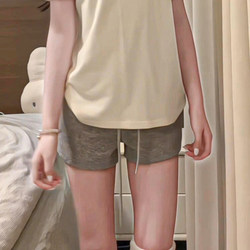 Light Gray Spicy Girl Sports Shorts for Women, Spring 2026 New Style, Sporty Drawstring Yoga Shorts, Hip-Hugging, Slimming, High-Waisted Hot Pants