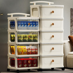 Multi-Layer Drawer-Type Storage Cabinet, Movable Children's Snack and Toy Storage Rack, Living Room Household Storage Rack, Small Trolley, No Installation Required