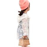 Детская тонкая дышащая летняя одежда для защиты от солнца, кружевной пляжный кардиган с капюшоном