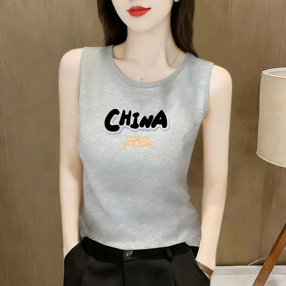 
Foreign trade export women's sleeveless cotton vest spring wide shoulder cover breasts inner layering shirt loose slimming top