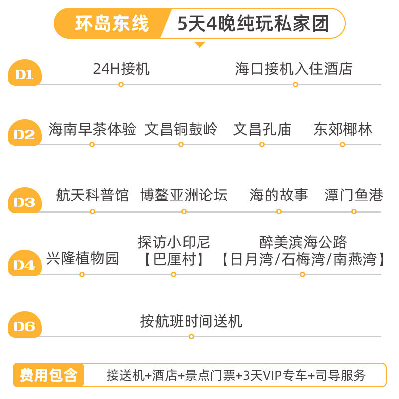 2-6人团海口文昌万宁旅游5天4晚跟团游纯玩0自费私家团东郊椰林