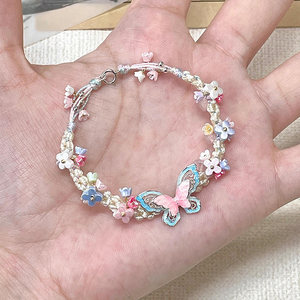 Butterfly Yingwing Flowers Butterfly Weaving Hand Rope Exquisite Sweet High -value Bracelet Female Little Fresh Hand
