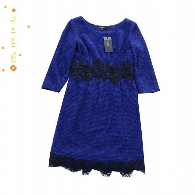 Spring and Autumn New Women's Round Neck and Clipart Sleeve Glitter Silk Knitted Dress Slim Back Zipper Pullover Mid Skirt A16