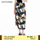 IIIVIVINIKO2025 summer new cat print retro fashionable straight skirt women R520702188D