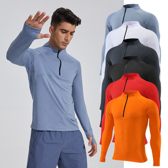 
Multicolor finger cover sports long sleeves men and women spring and autumn stand collar quick drying clothes casual running fitness sports T-shirt customization