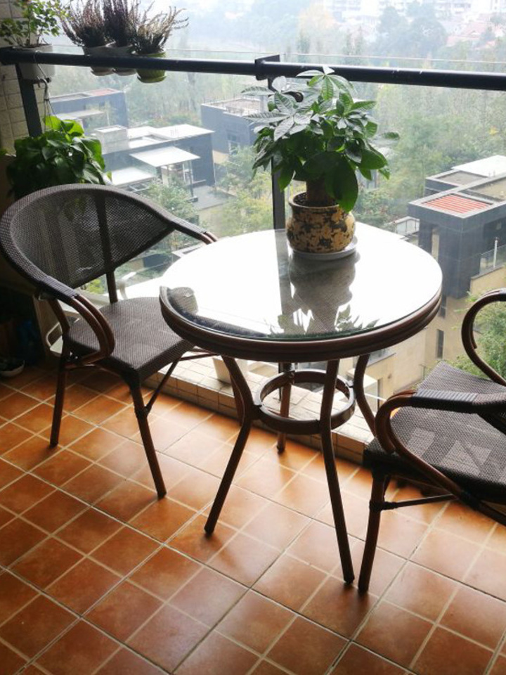 阳台小茶几藤椅三件套 