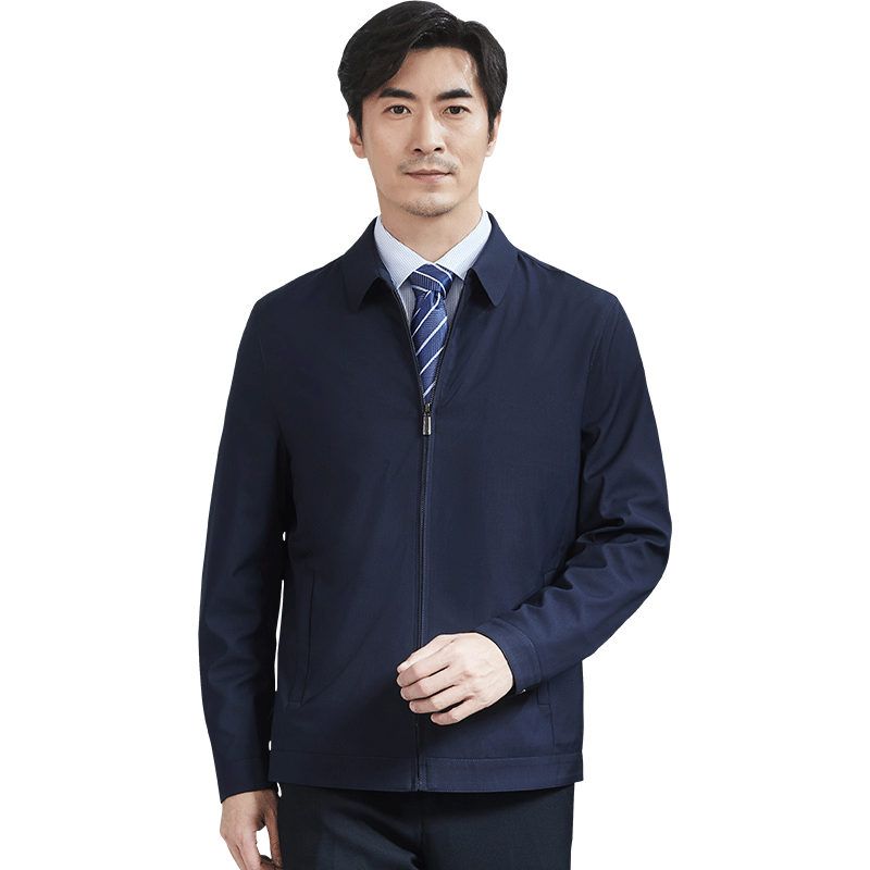 
Hongdu Men's Jacket Spring and Autumn Style Business Casual Zipper Business Clothes Work Wear Middle-aged Men's Jacket