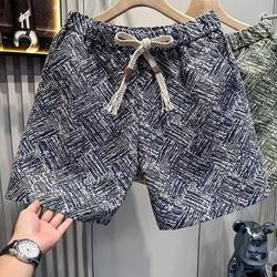 2025 American trendy brand jacquard casual shorts men's summer loose and versatile couple beach sports five-quarter pants large size