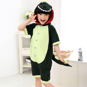 
Short-sleeved children's dinosaur one-piece pajamas for summer boys cartoon animals spring and autumn female performance parent-child wear home clothes