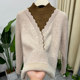 Mom's winter clothing fashionable fake two-piece bottoming shirt plus velvet thickened top fashionable middle-aged and elderly women's winter sweater middle-aged