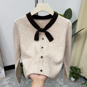 
Fashionable mom autumn and winter long-sleeved knitted tops for middle-aged women