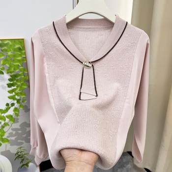Fashionable mother autumn clothes ice silk knitted top T-shirt for women
