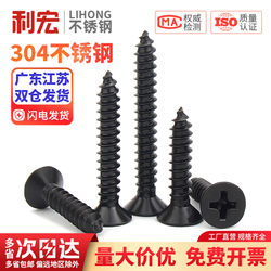 Black 304 Stainless Steel Cross Countersunk Self-Tapping Screws Flat Head Self-Tapping Ka Extended Wood Screws Mm3M4M5