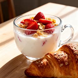 Ins-Style Transparent Glass Cup with Handle, High-Value Breakfast Cup for Home Use, Heat-Resistant Milk, Oatmeal, Coffee, and Water Cup