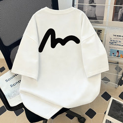 Trendy American-Style T-Shirt, New Summer Short-Sleeve for Men and Women, Pure Cotton, Loose Fit, Street Print, Heavyweight Fabric Top