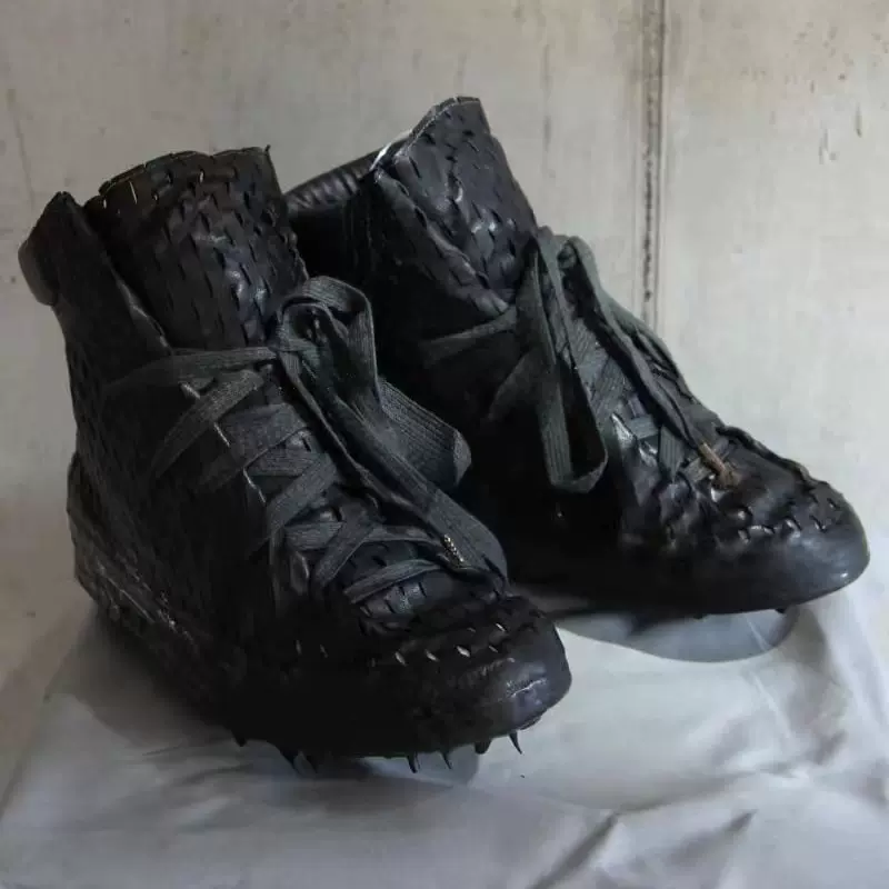 代购】Carol Christian Poell CCP 黑色镭射切割袋鼠皮溶胶鞋靴-Taobao