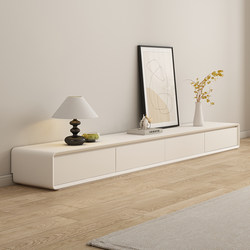 2025 New Model Tv Cabinet and Coffee Table Set, Modern Minimalist Small Apartment Living Room Home Use, Cream Style Solid Wood Floor-Standing