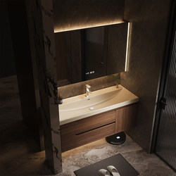 Anran Bathroom Antique Style Gilded Stone Integrated Basin Bathroom Cabinet Set Toilet Washbasin Face Basin Vanity