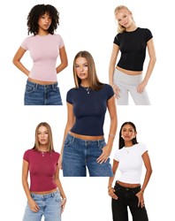 Aussie S Home Connection (Sk*M Alternative)! Solid Color Shaping Seamless Stretchy Short-Sleeve T-Shirt for Women, Hot Girl Top, Export