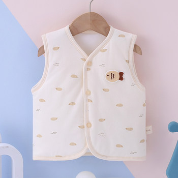 Pure cotton baby vest autumn and winter cotton puff baby vest
