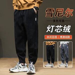 
Spring and autumn thickened sports pants for men in winter plus velvet loose large size casual trousers for men corduroy pants