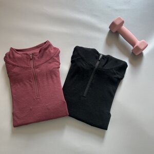 
100% beautiful slave merino women's spring and autumn sports T-shirt slim and slim quick-drying breathable pullover stand collar outdoor