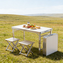 Aluminum Alloy Outdoor Folding Table Camping Car Table Set Complete Equipment Picnic Table and Chair Integrated Portable