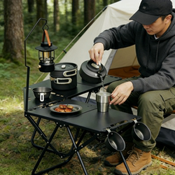 Picnic Folding Table for Spring Outings, Outdoor Camping Table, Carbon Steel Alloy Reinforced Lightweight Portable Igt Tactical Table