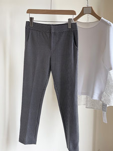 
Special offer non-refundable knitted elastic fabric printed houndstooth slim commuter style cropped pants pencil pants