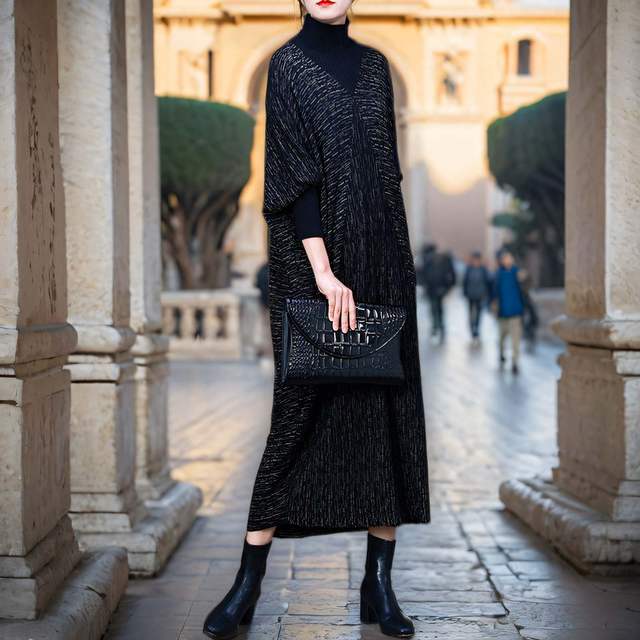 Women's Temperament Leisure Base Knitting Long Dress