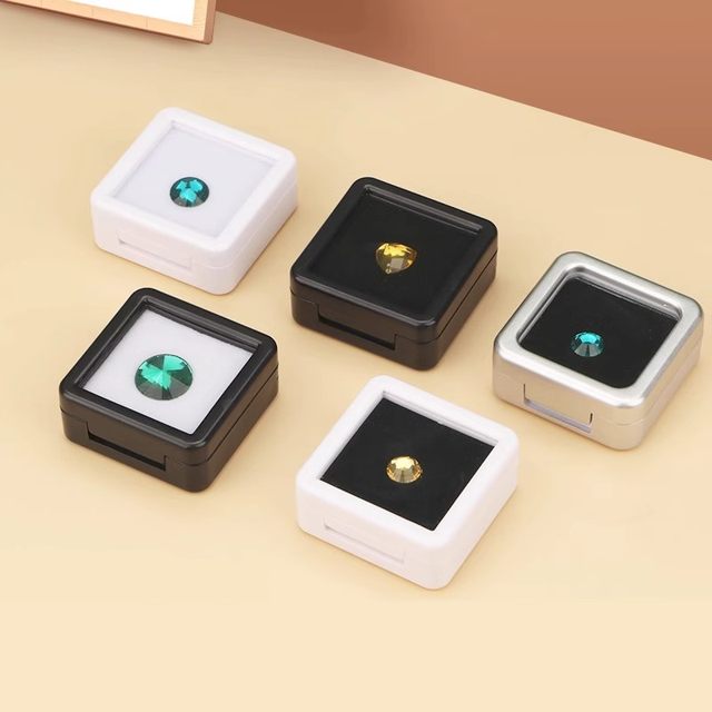 Jewelry storage box ring face naked stone box gem box plastic transparent glass color treasure box diamond display box