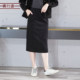 Elastic waist straight pocket slit mid-length skirt 2025 new spring dress trendy temperament large-size women's skirt