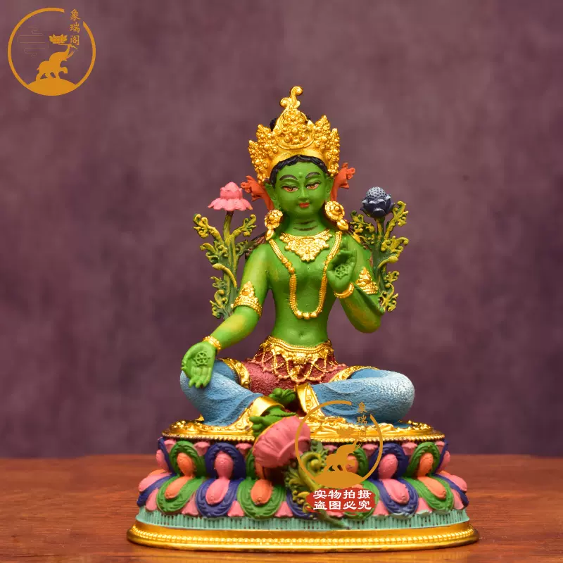 大珍品 貴重 紫銅製 貴石嵌 綠度母像 四臂度母 密宗密教 仏教古美術品 綠度母-精雕鎏金(36cm) | 嘉南佛教文物｜佛像、佛堂設計、台北佛具店