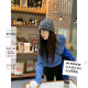 Mimizi slightly fat large size fat mm's sea blueprint library' embroidered V-neck twist knitted sweater for women's autumn new product
