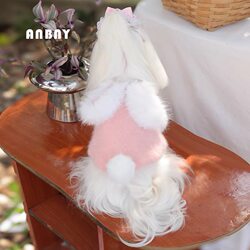 Anbene Winter Cute Rabbit Costume Anti-Shedding Pet Clothing for Small Dogs, Fleece-Lined and Thickened Bichon Dog Cotton Coat
