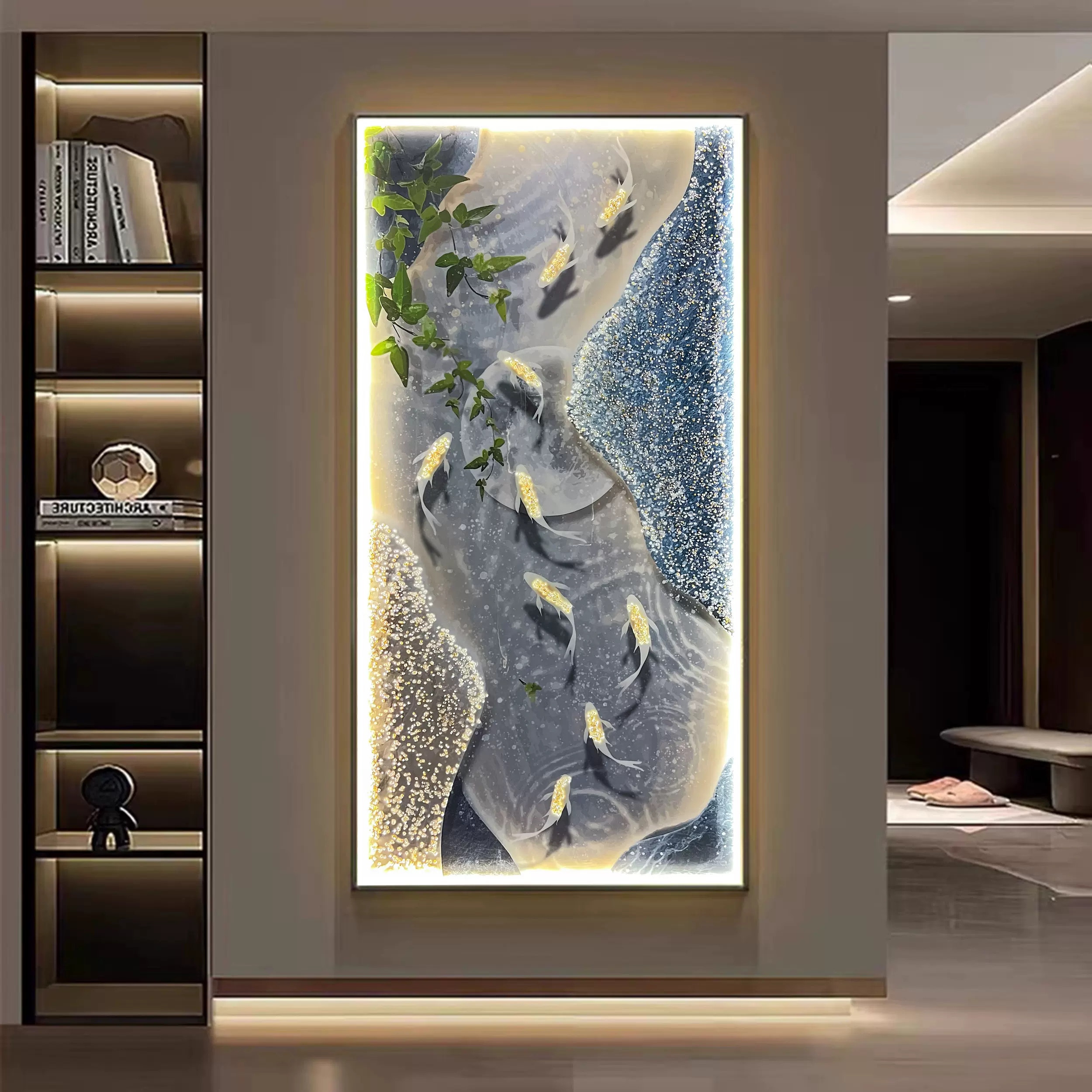 値下げ！【新品現代玄関画廊下装飾画 新中式玄关装饰画高档客厅走廊过道挂画无框喷绘装饰画