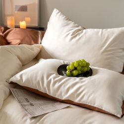 Xiaoming simple Nordic solid color double-piece Tencel cotton pillowcase satin long-staple cotton pillowcase adult pillowcase single product