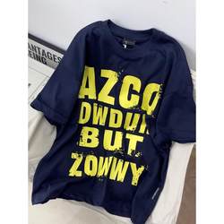 Chinese Trendy Brand American Retro High Street Letter Print Pure Cotton Short-Sleeve T-Shirt for Men and Women, Summer Couple Loose Half-Sleeve Top ins