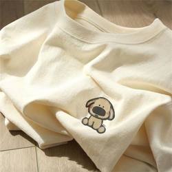 Seven Little Lambs Heavy-Duty 100% Pure Cotton Couple's Summer Niche Unique T-Shirt for Women, Loose Fit ins Short-Sleeve Men's Trendy Everyday Wear