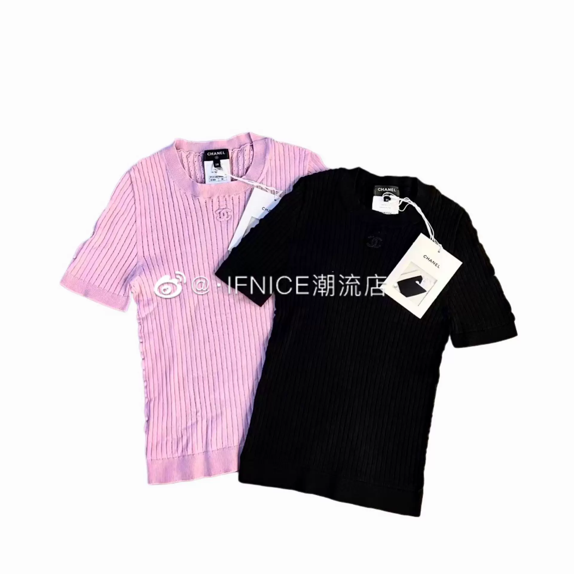 现货】Chanel 香奈儿22SS 爆款小Logo 打底针织短袖T恤-Taobao