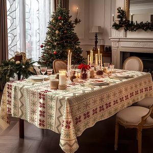 
Red Christmas atmosphere tablecloth New Year coffee table cloth light luxury high-end rectangular New Year velvet cloth dining table cloth art