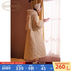 
Gukoo/Gutshell nightgown for women winter quilted warm new style full of love printed ladies simple home wear nightgown D