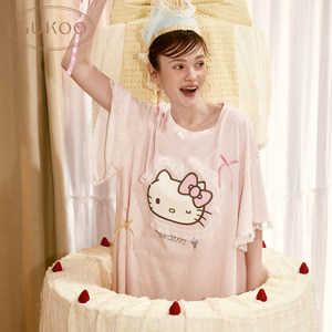 
Gukoo/fruit shell nightgown summer HelloKitty joint brand new bamboo joint cotton women's home clothes nightgown B