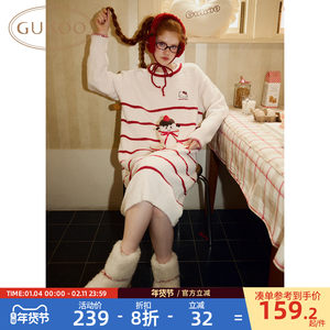 
Gukoo/Guoshell nightgown winter hellokitty joint new half-velvet warm women's home wear nightgown D