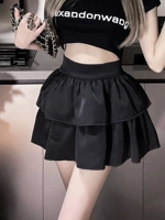 Летняя юбка, черная мини-юбка, А-силуэт, подходит для подростков, высокая талия