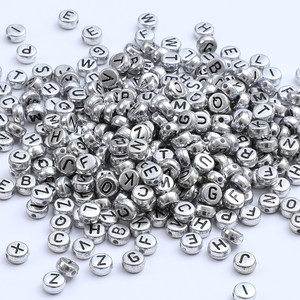 
5g 4x7mm flat beads ancient silver English single letter retro loose beads diy handmade jewelry accessories bracelet beads