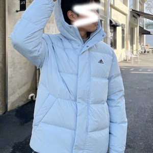 
Adidas authentic men's and women's winter windproof and warm hooded bread down jacket JM9128