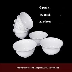 Chaozhou Kung Fu Tea Set for Home Use, Jade Porcelain Single Cup, Chaozhou Ceramic Pure White Master Tea Cup, 10 Pieces