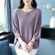 Middle-aged mother's autumn new three-quarter sleeve sweater for women loose plus fat plus size thin top base T-shirt