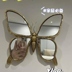 European Retro Old Resin Butterfly Mirror Wall Decoration Creative Dragonfly Wall Decoration Exquisite Spray Paint Craft
